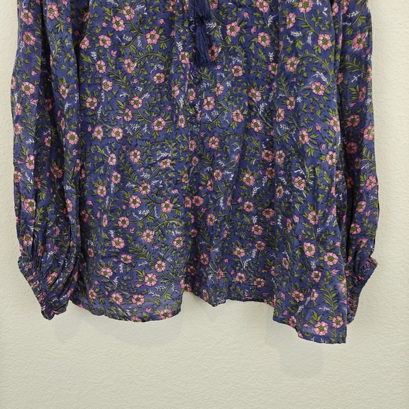 Emerson Fry India Collection Bardot Iris Wildflower Organic Cotton Blouse Small - Picture 7 of 16